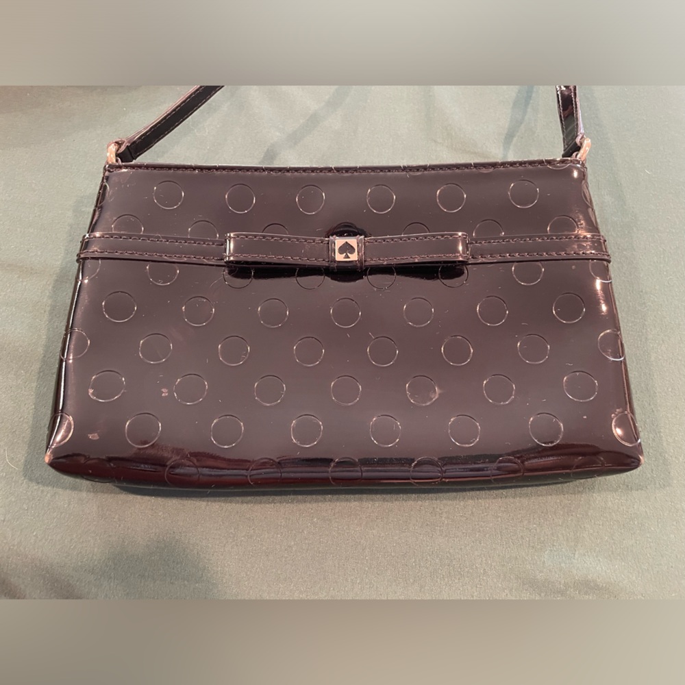 Kate Spade Camellia Street Black Polka Dot Bow Clutch / Crossbody Bag.